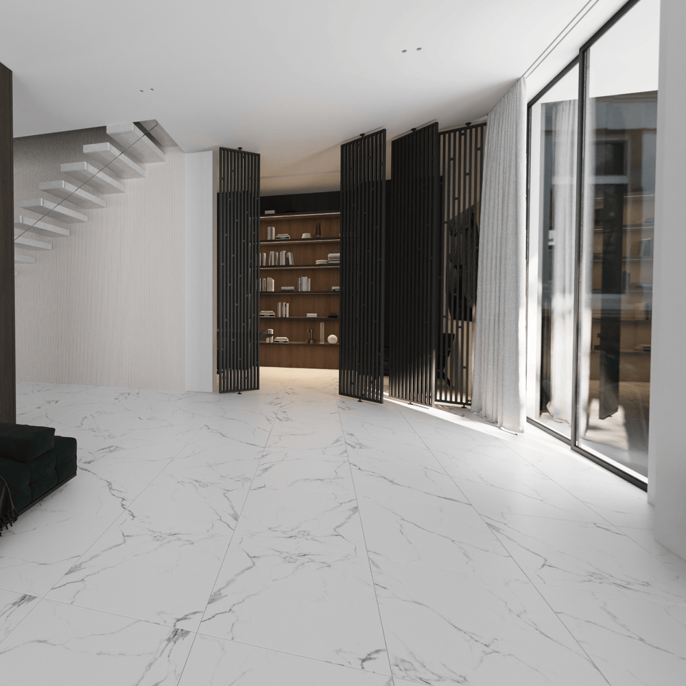 Calacatta White Polished Marble Look Tile 600x1200mm