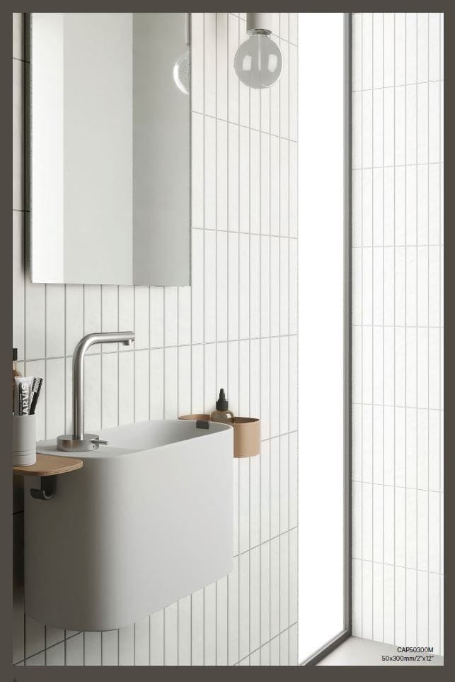 Capri White Matt Subway Tile 50x300mm
