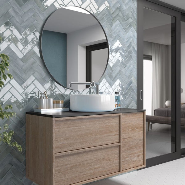 DSS Tile Coco Blue Grass Gloss Subway Tile 50X150mm Made in Spain
