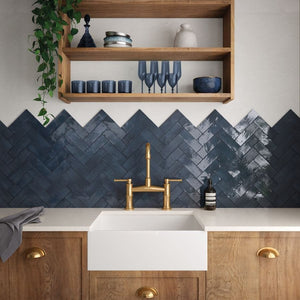 DSS Tile Coco Blue Night Gloss Subway Tile 50X150mm Made in Spain