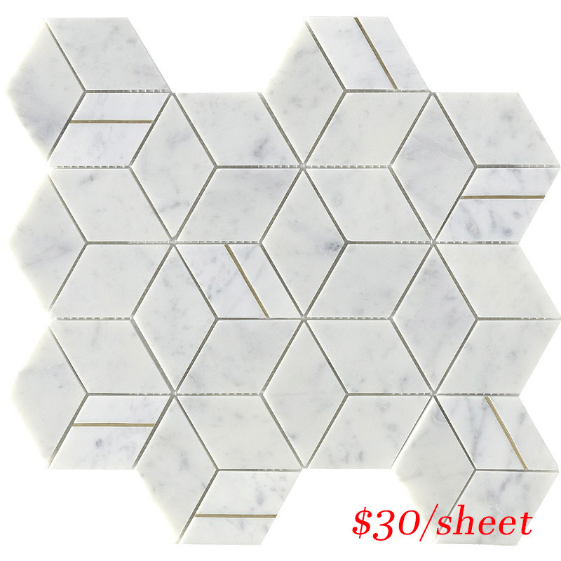 DEC CUBCAR DECO CUBIC CARRARA 345x298MM