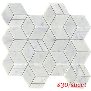 DEC CUBCAR DECO CUBIC CARRARA 345x298MM