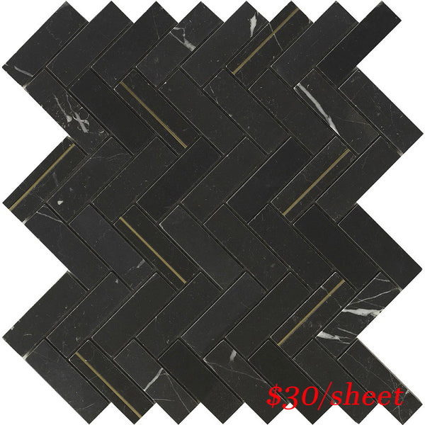 DEC HERNER DECO HERRINGBONE NERO MARQUINA 320x280MM