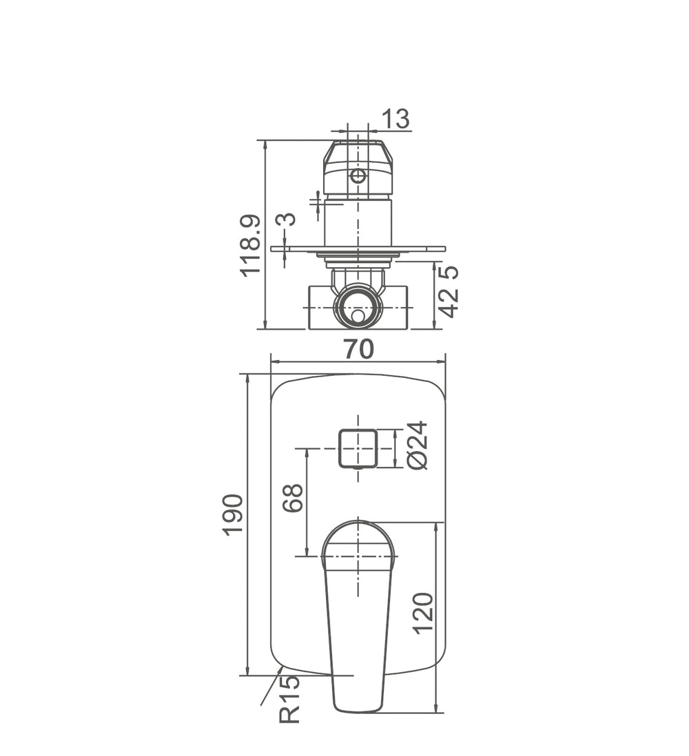 WT 1109BN EXON Shower Mixer with Diverter in Brushed Nickel