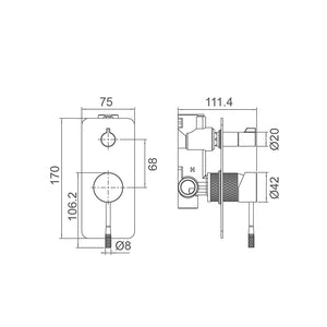 WT 7509GM TIARA Shower Mixer with Diverter in Gun Metal