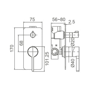 WT 6509 KENZO Shower Mixer with Diverter in Chrome