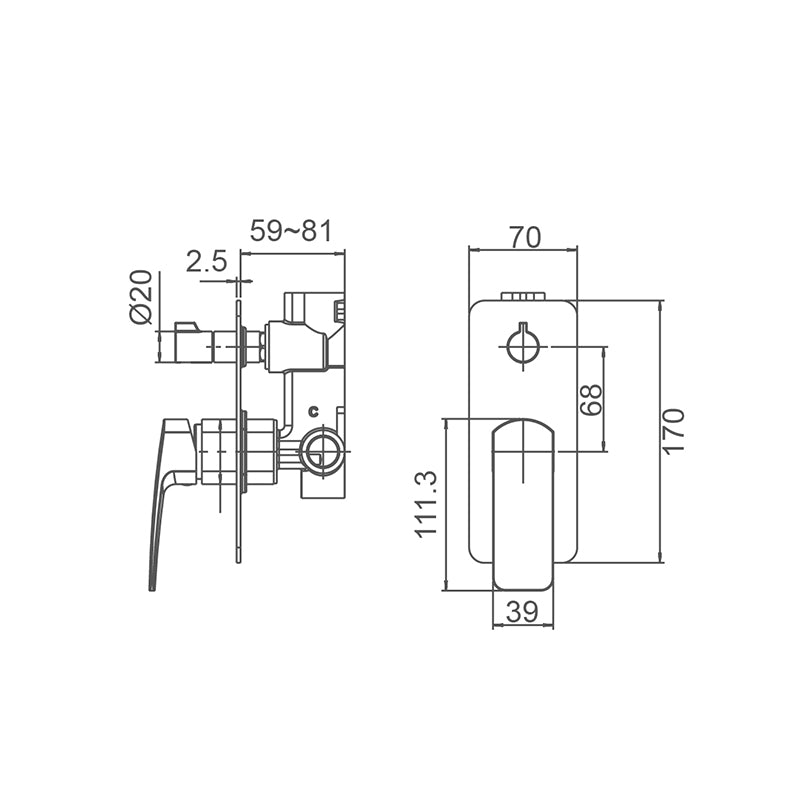 WT 3509MK BRAVO-II Shower Mixer with Diverter in Matte Black