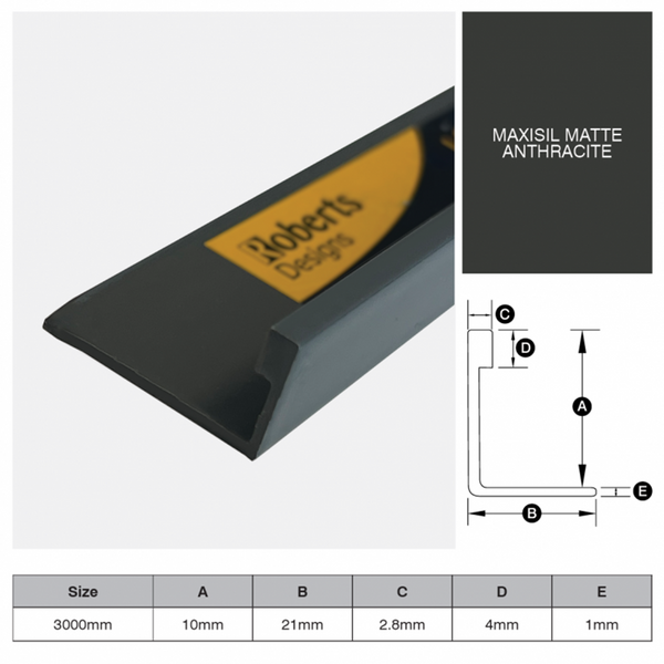 L Shape Trim Aluminium 3m - Maxisil Matt Anthracite