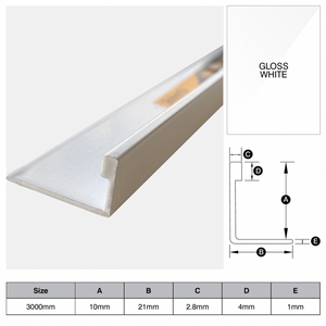 L Shape Trim Aluminium 3m - Gloss White