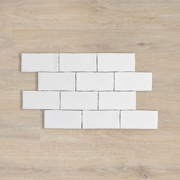 DS0007	LODGE SUBWAY WAVY EDGE MATT WHITE WALL 75X150MM 07WAW1M