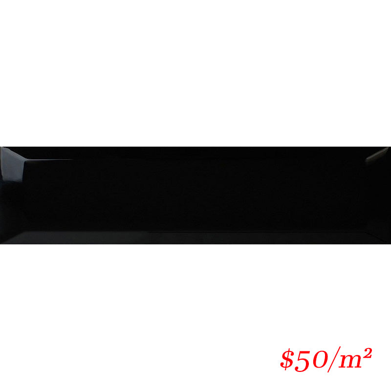 DS0016 URBAN SUBWAY BEVELLED BLACK MATT 75X300MM