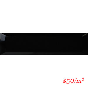 DS0016 URBAN SUBWAY BEVELLED BLACK MATT 75X300MM