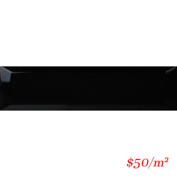 DS0016 URBAN SUBWAY BEVELLED BLACK MATT 75X300MM