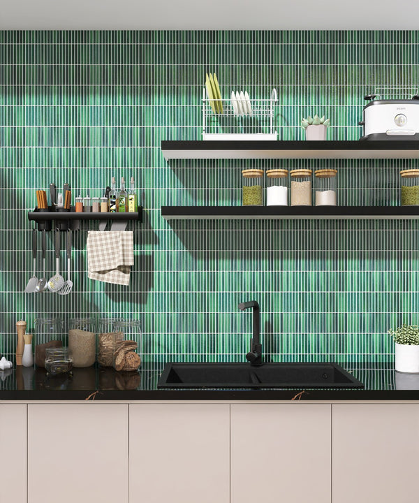 DSS0215 JAPANESE TRACES JADE MIX MOSAIC 12X92X8MM ON 284X298MM