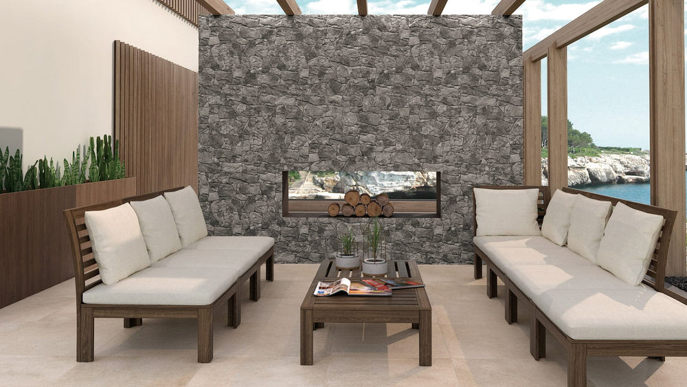 Vulcano Petra Dark Structured Stone Look Tile 333x650mm
