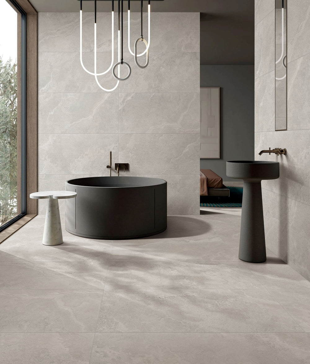 612CRWSVD 612CR03D CROWN TRAVERTINE SILVER STRUCTURED DECOR P3 600X1200