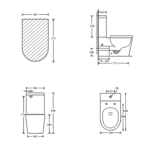 Noveen Toilets T6002R — DENVER Rimless Toilet Suite