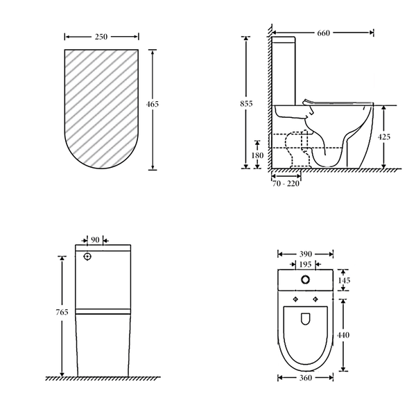 Noveen Toilets NT-1014GB — DUBLIN Rimless Toilet Suite with GEBERIT Fittings