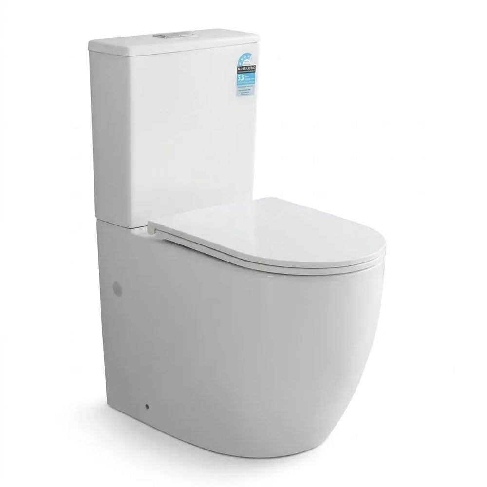 KDK Toilets V035 Dune Tornado Rimless Back To Wall Toilet Suite 655x385x840mm