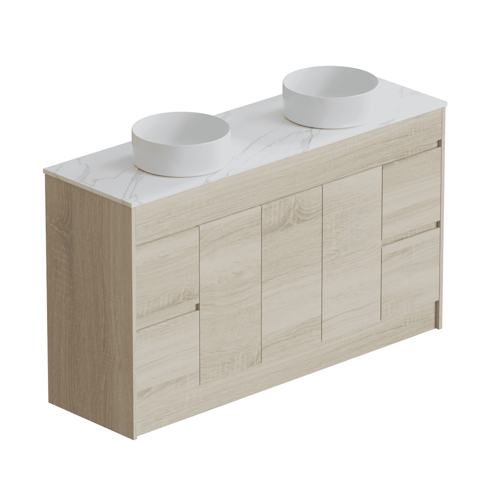 ERICA 1500mm Natural Oak Floor Standing Vanity E-FS1500 Single / Double Bowls