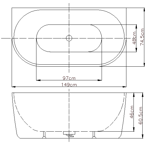ELBT1490-OF Elivia BTW Bathtub WITH Overflow  1490*745*605mm