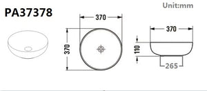 PA37378MB Above Counter Basin 370*370*110mm Matt Black