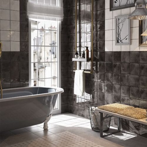 EQU0014 SPLENDOURS SUBWAY BLACK GLOSS 75X300mm Made In Spain