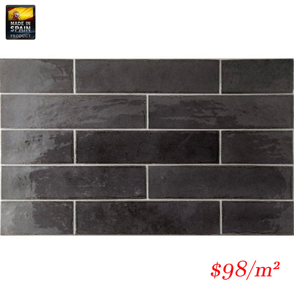EQU0047 TRIBECA BASALT GLOSS SUBWAY 60X246MM