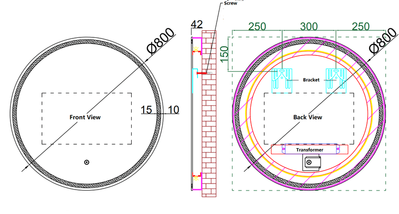 MIRO Eclipse800 Round Anti Fog LED Mirror 800mm