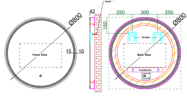 MIRO Eclipse800 Round Anti Fog LED Mirror 800mm