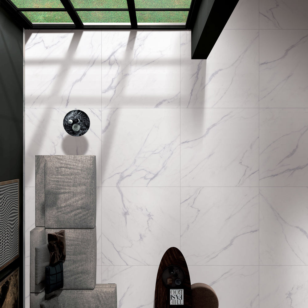 Elite Bianco Venato Polished Marble Look Tile 1200x1200mm