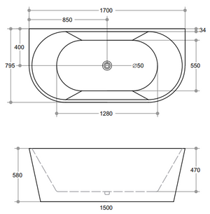 Evie EBT1660MW Free Standing Bathtub Matte White Non Overflow 1660*780*690mm