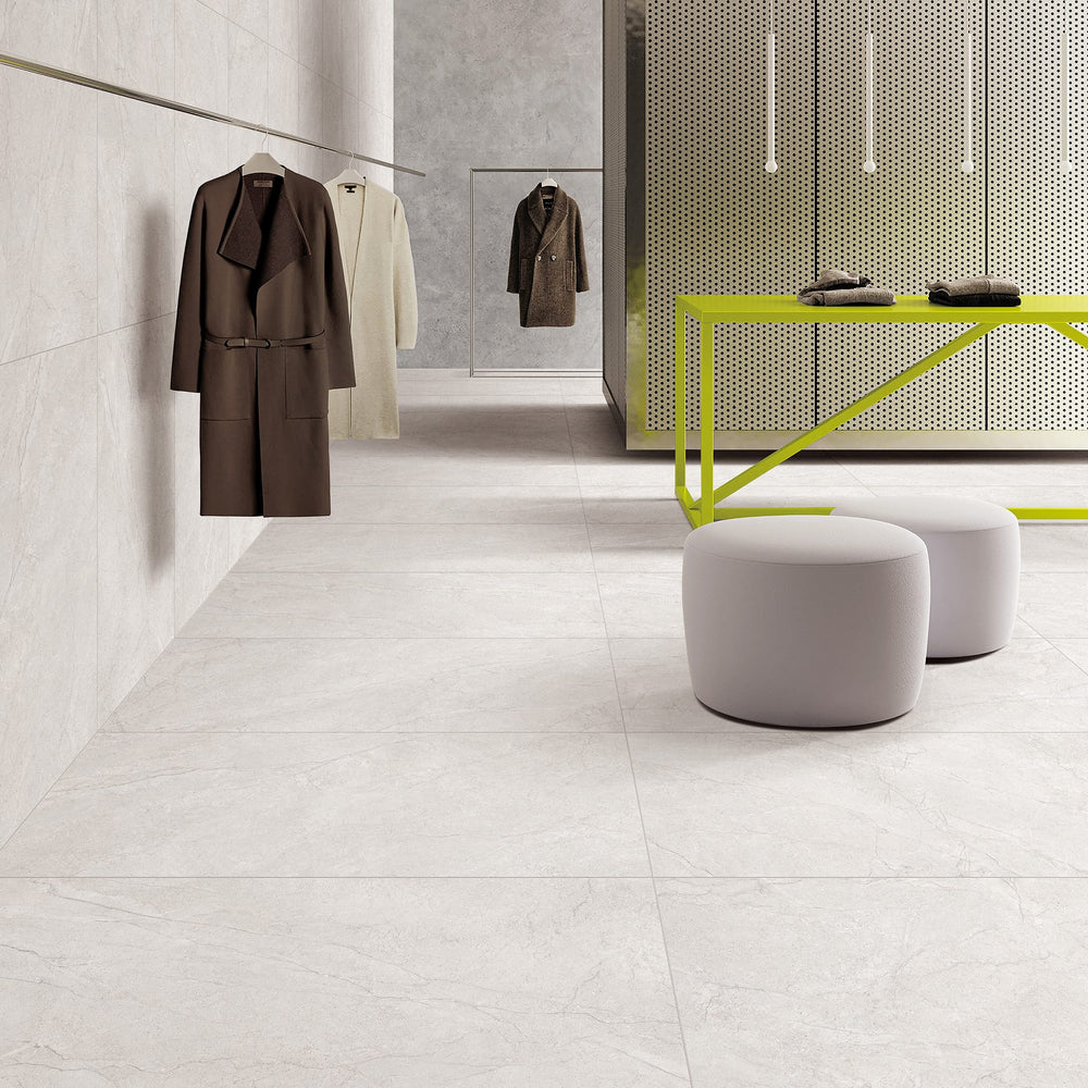 Entiva Meta Stone White Matt P4 Tile 600x1200mm Rectified