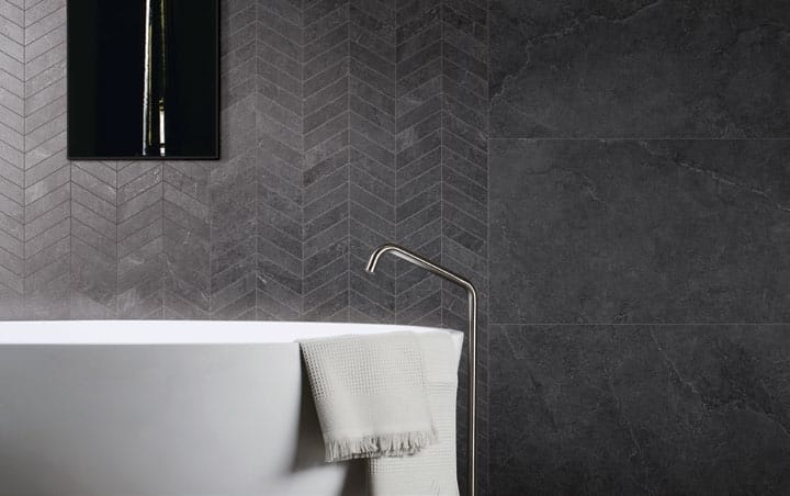 Entiva Stone Valley Arrow Head Graphite Mosaic Tile 404x356mm