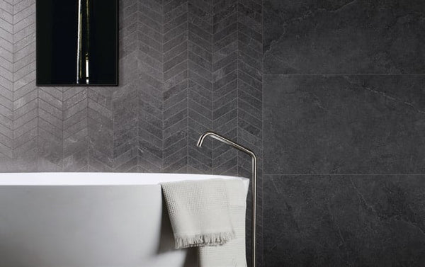 VL Tile Entiva Stone Valley Arrow Head Graphite Mosaic Tile 404x356mm