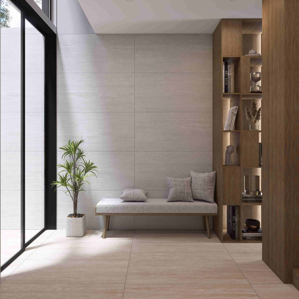 Entiva Travertine Vein Cut Grey Matt Chisel Feature Tile 600x1200mm