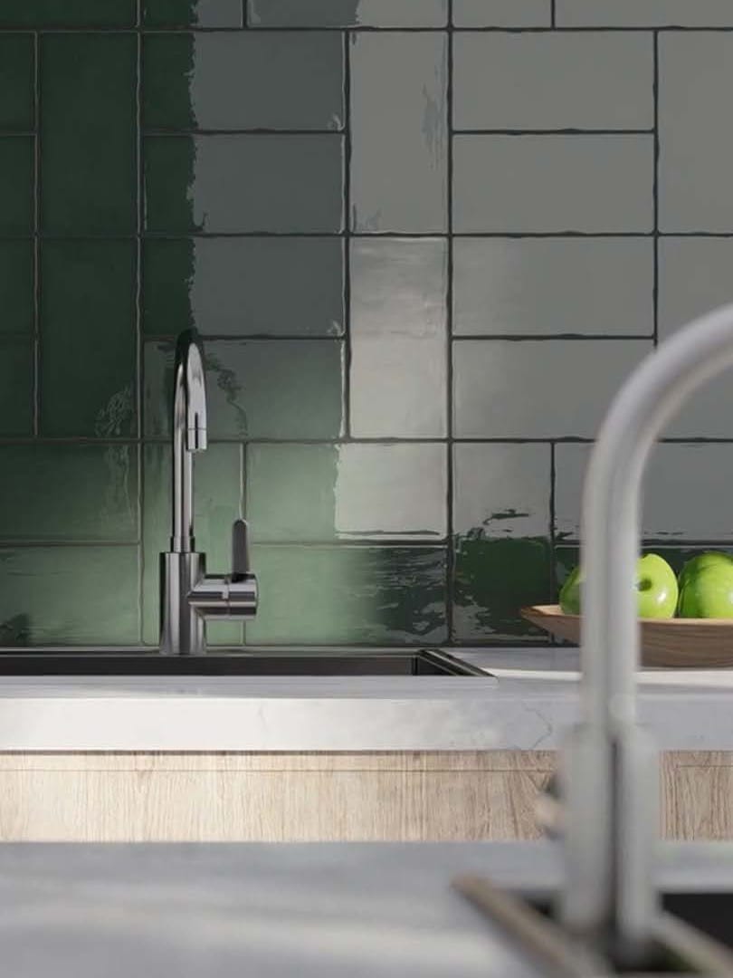 Estudio Bohemia Fairoaks Green Matt Subway Tile 125x250mm