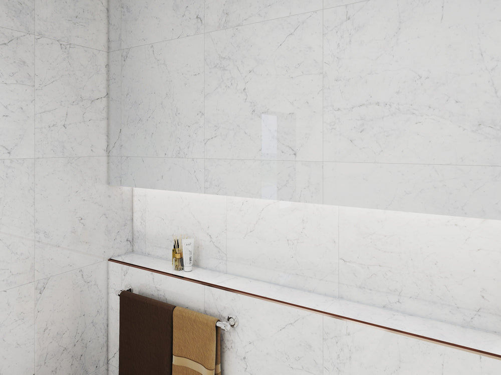 Euromarmo Carrara Venatino Polished Glazed Stone Look Tile 600x1200mm