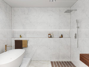 EV Tile Euromarmo Carrara Venatino Polished Glazed Stone Look Tile 600x1200mm