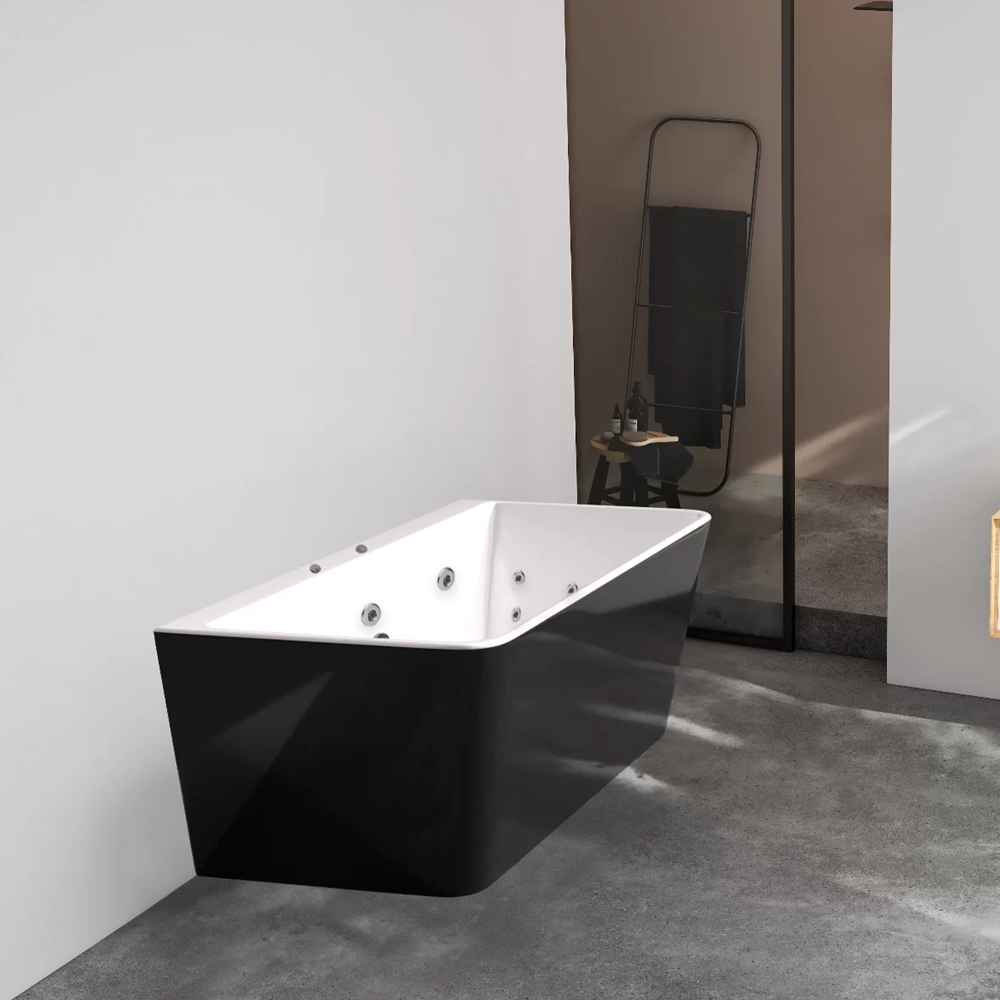 BTF1500-BLACK-SPA  SPA Florence BACK TO WALL SPA BATHTUB 1500x750x600MM