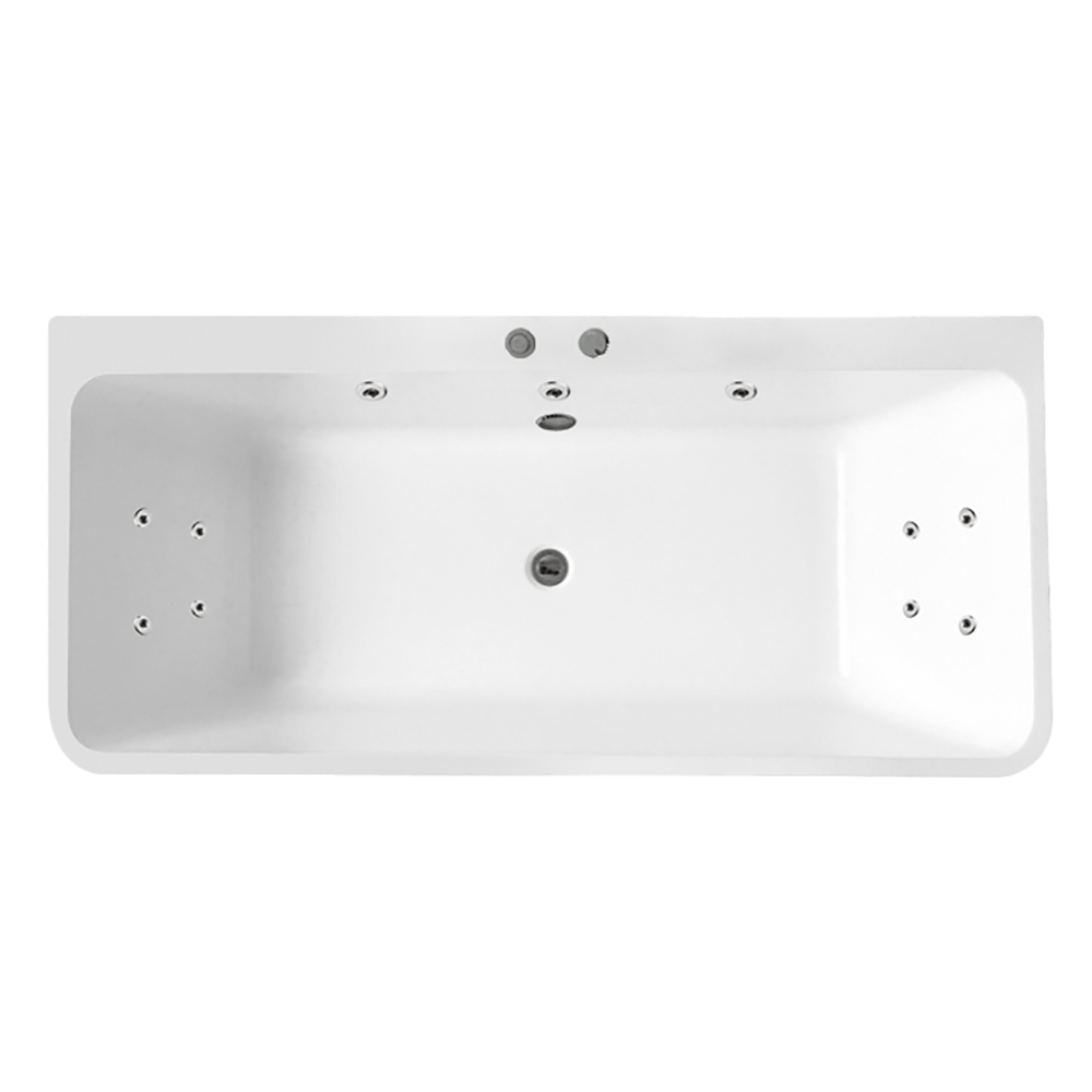BTF1500-B-H-SPA Florence Black Back to Wall Hydrotherapy Spa Bathtub 1500x750x600mm
