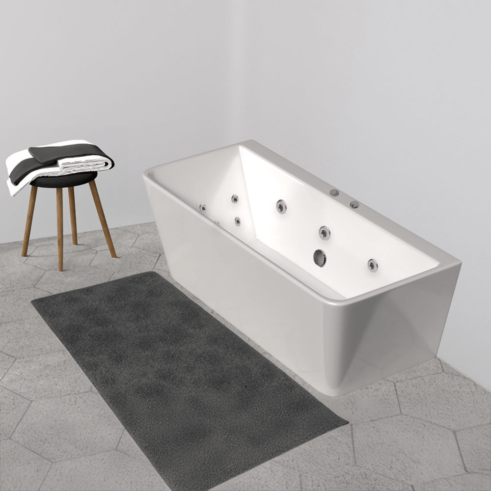 Noveen Bathtubs BTF1700-H-SPA Florence Back to Wall Hydrotherapy Spa Bathtub 1700x780x600mm
