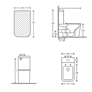 Noveen Toilets NT-1039GB — FLORENCE Rimless Toilet Suite with GEBERIT fittings