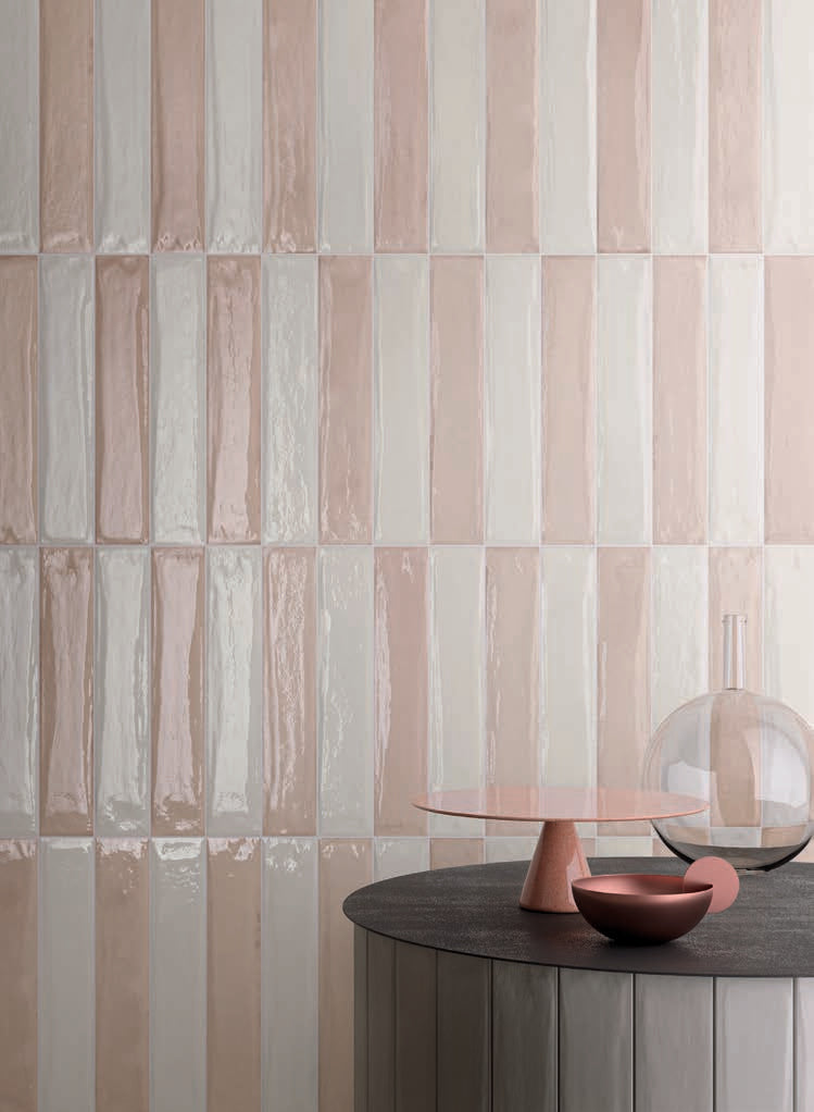 Fragment Brick Rosa Gloss Subway Tile 75x400mm