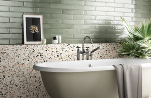 THEO DI Tile Fragment Brick Verde Acqua Gloss Subway Tile 75x400mm
