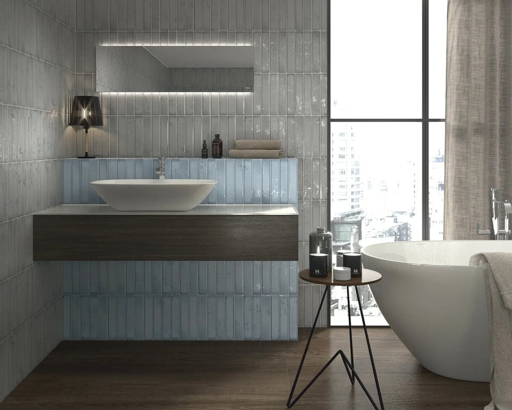 Frost Navy Blue Satin Subway Tile 50X250mm