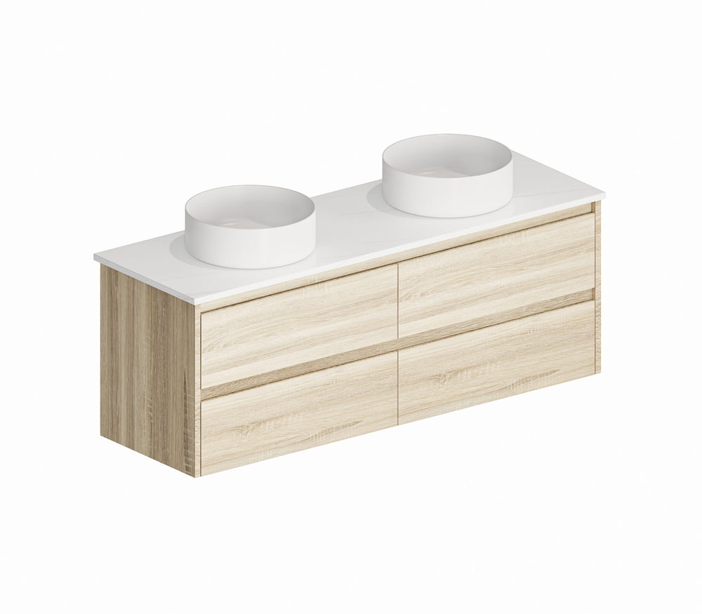 GLEN 1500mm Natural Oak Wall Hung Vanity GLEN-WH1500 Single / Double Bowls
