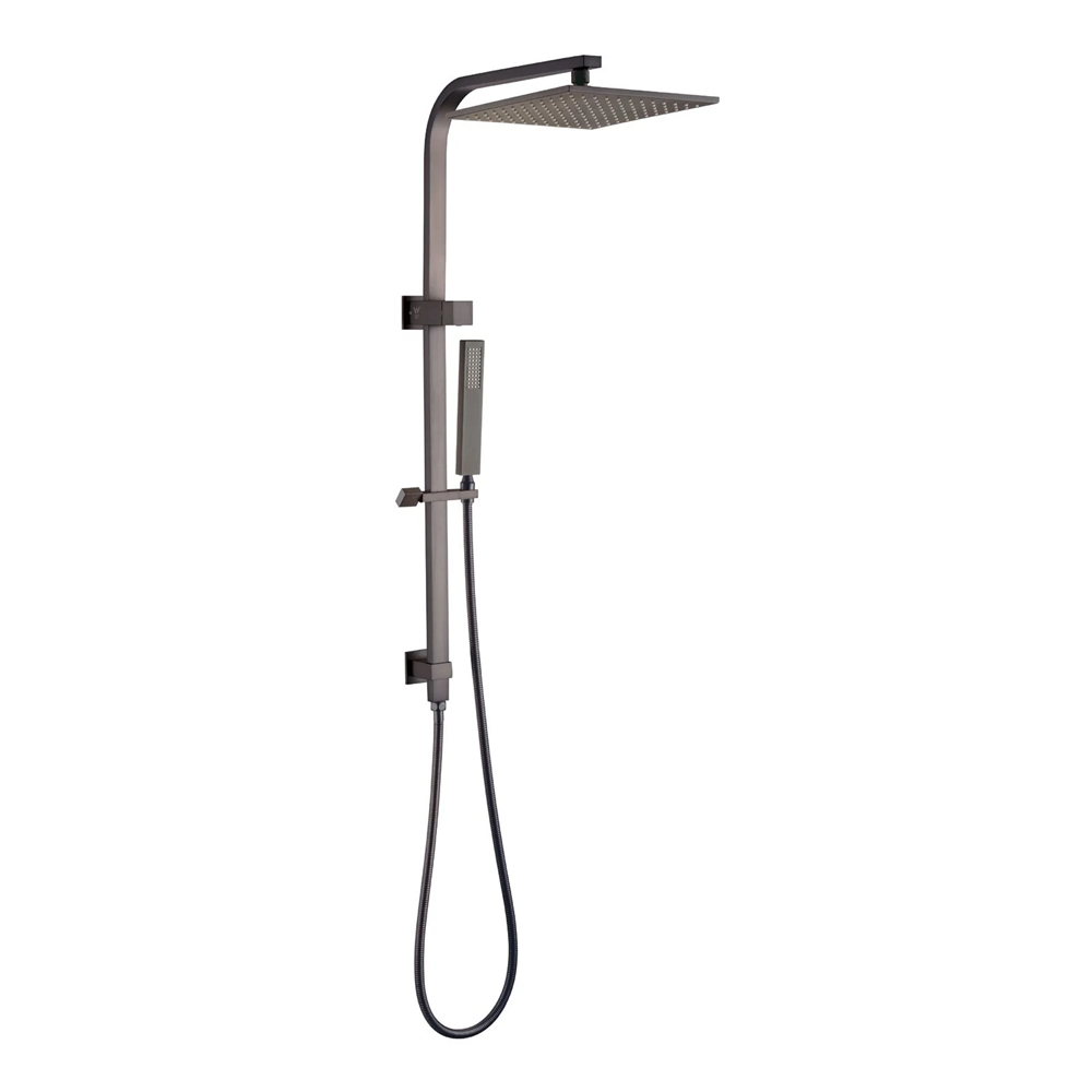 10'' SQUARE GUN METAL GREY SHOWER STATION TOP WATER INLET