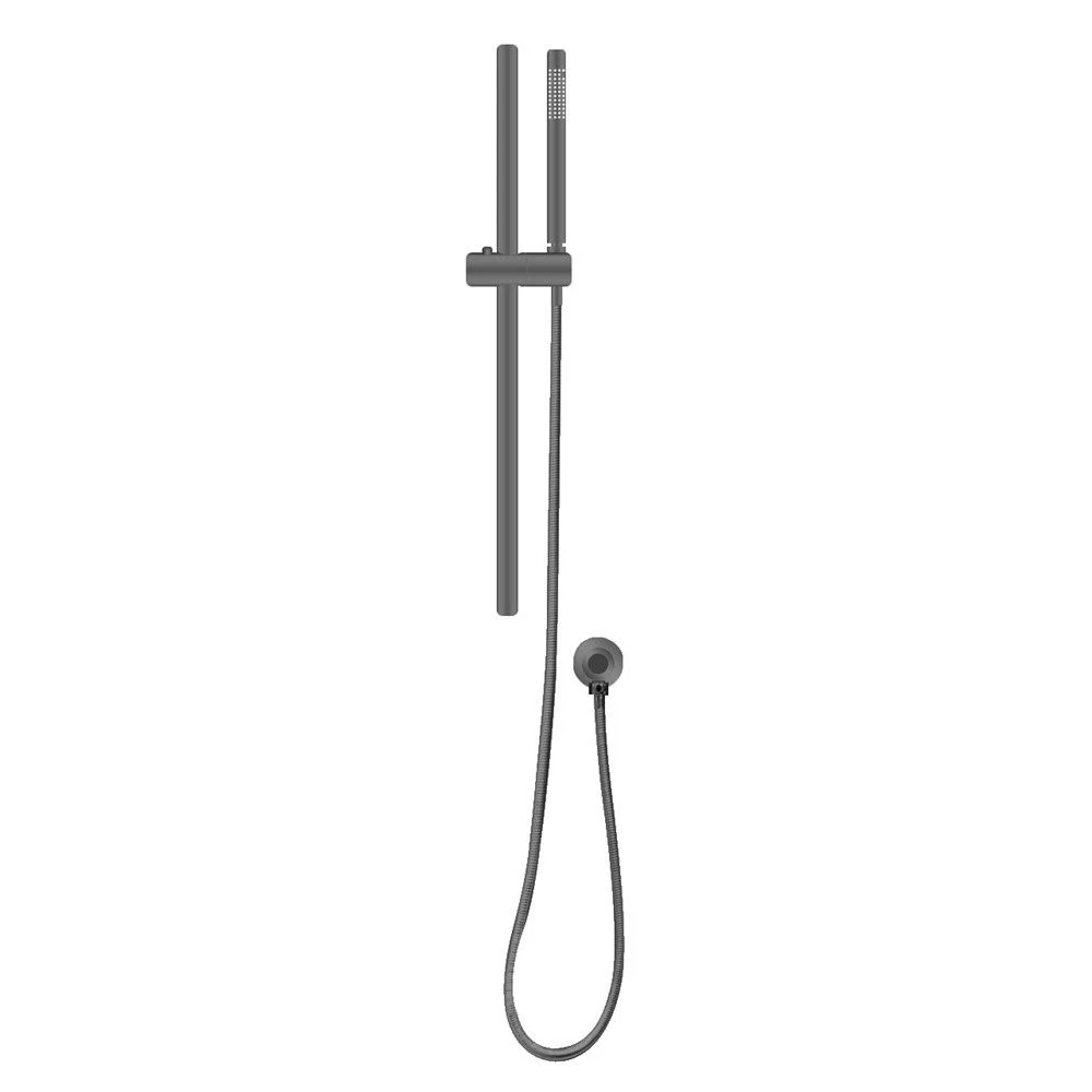 GM2147-1.SH ROUND GUN METAL GREY STAINLESS STEEL RAIL WITH HANDHELD SHOWER,FIXED WALL CONNECTOR SET