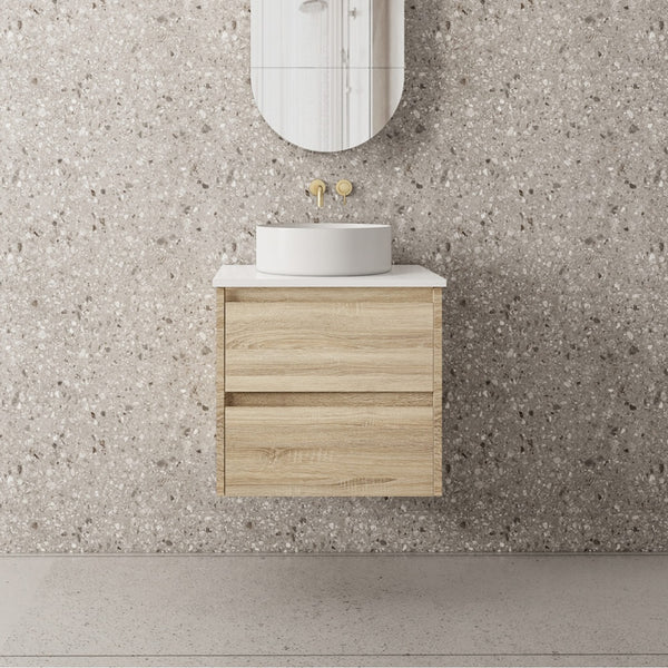 GLEN 600mm Natural Oak Wall Hung Vanity GLEN-WH600